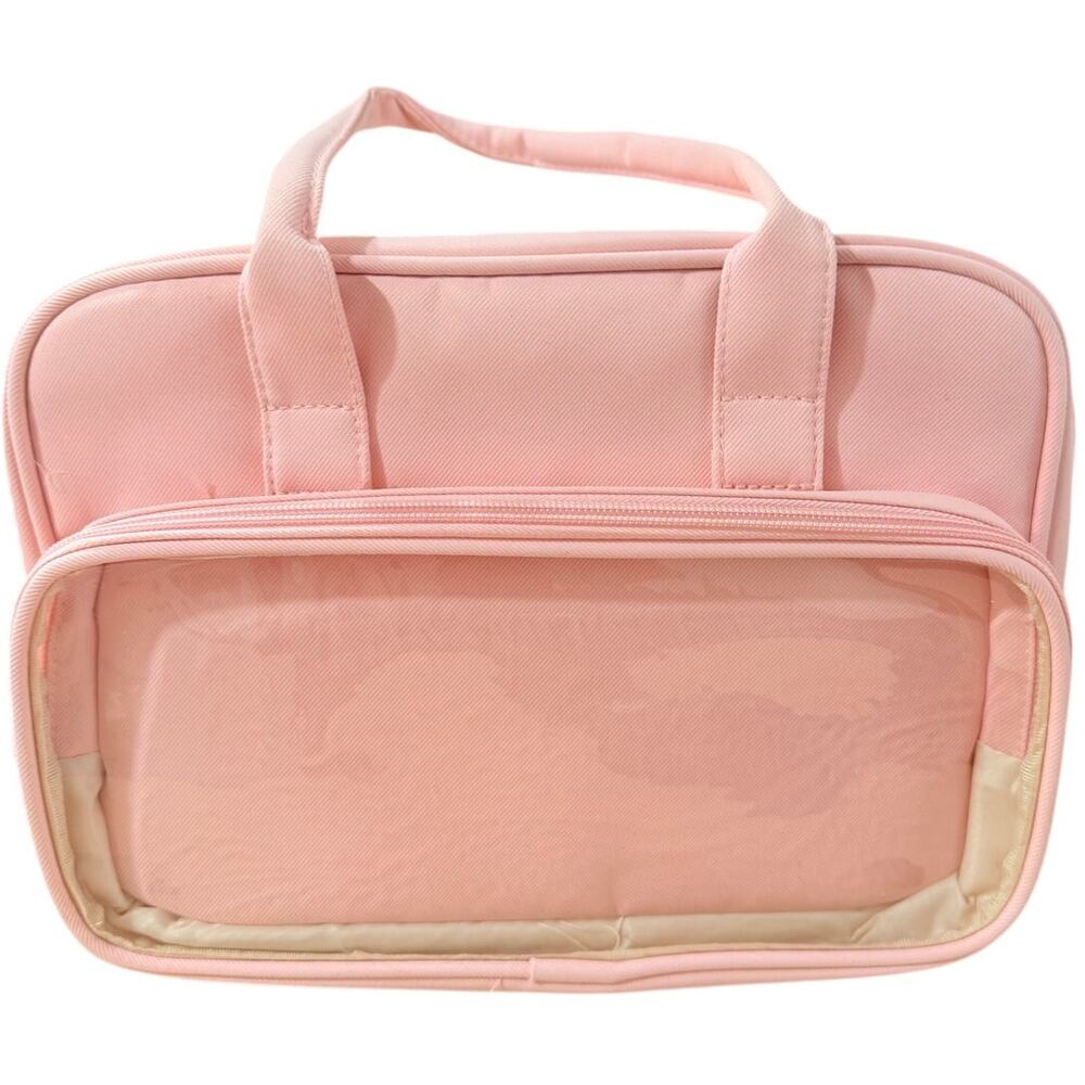 Pink Multi-Pocket Organizer Carrying Case Tote Shoulder Bag Clear Front Pocket